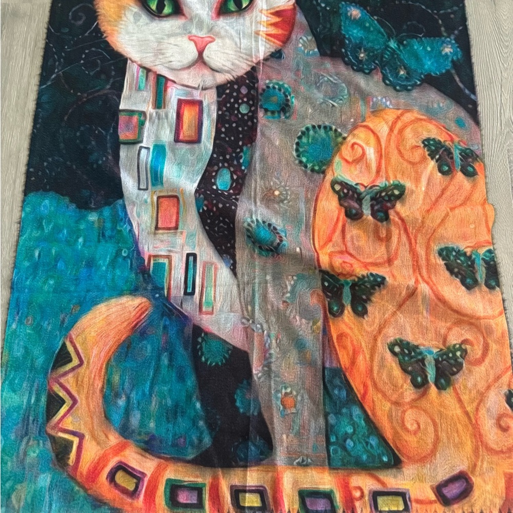 Colorful Cat-Themed shawl - Picture 2 of 5